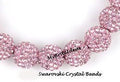 5 Lt. Pink 12mm Swarovski Crystal Disco Ball Beads aka Pave Rhinestone Disco Ball Beads