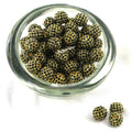 Excellent Quality - (5) 12mm Black and Gold Metal Alloy Pave Rhinestone Beads - Beads Jewelry Supplies Crafting Supplies Jewelry Making