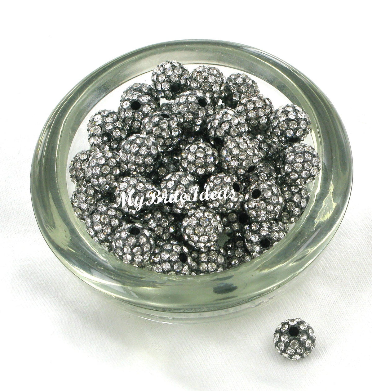 Excellent Quality - (5) 10mm Crystal and Gunmetal Metal Alloy Pave Rhinestone Bead Jewelry Supplies Beads and Craft supplies Jewelry Making