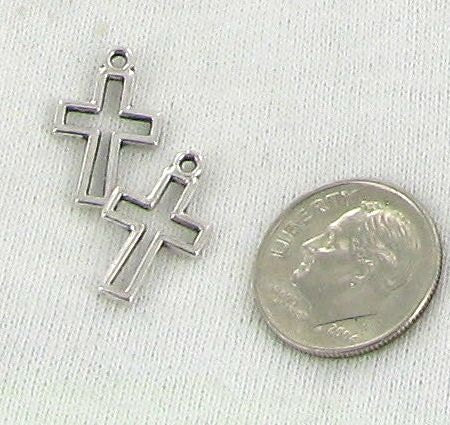 Antique Silver TINY Crosses  Charms - Beads Jewelry Supplies Crafting Supplies Jewelry Making