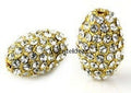 Excellent Quality - (4) Oval Crystal and Gold Metal Alloy Pave Rhinestone Bead - Beads Jewelry Supplies Crafting Supplies Jewelry Making