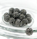NEW*  5 Gunmetal and Hematite Rhinestones 10mmAlloy Metal Disco Ball Beads aka Pave Rhinestone Disco Ball Beads