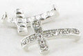 Small Silvertone Rhinestone Sideways Cross Connector Jewelry Supplies and Beads and Craft supplies