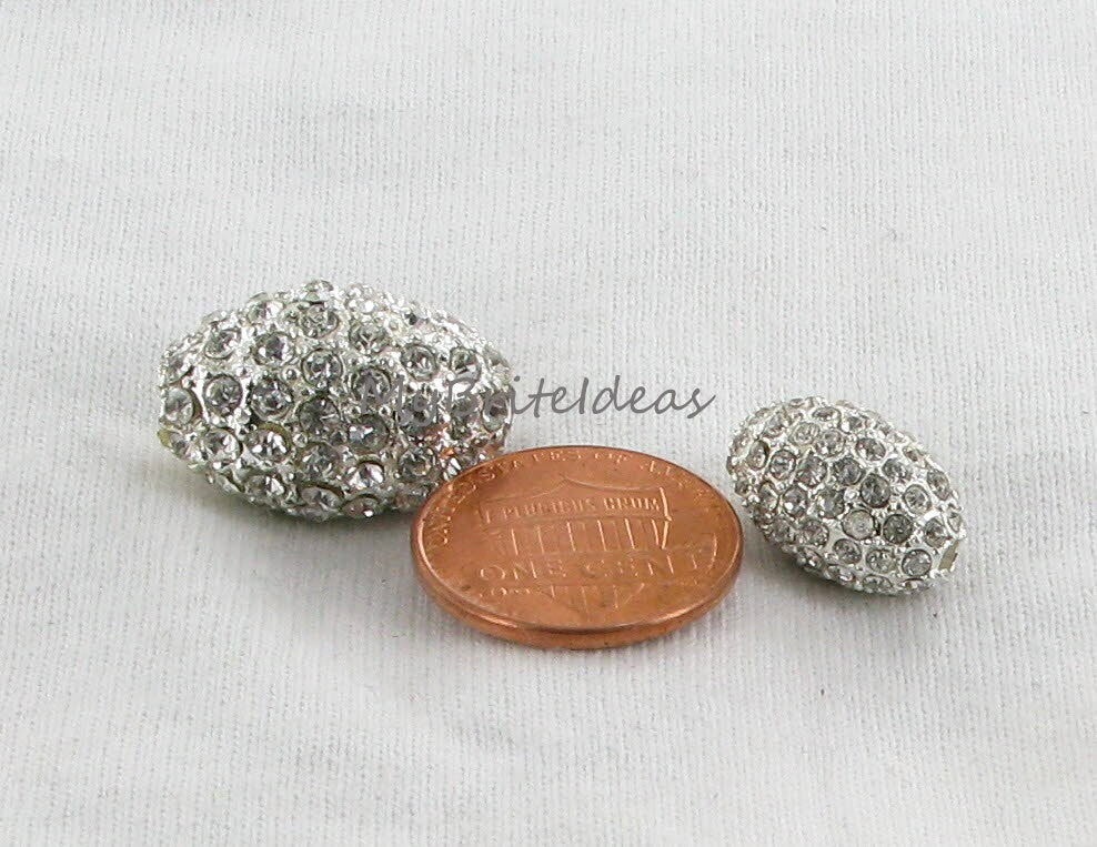 Excellent Quality - (4) Oval Crystal and Gold Metal Alloy Pave Rhinestone Bead - Beads Jewelry Supplies Crafting Supplies Jewelry Making