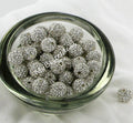 Excellent Quality - (5) 12mm Crystal and Silver Metal Alloy Pave Rhinestone Beads Jewelry Supplies and Beads and Craft supplies