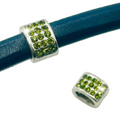 Green Pave/Rhinestone sliders for 10x6mm Leather