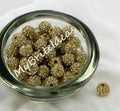 Excellent quality - (5) 12mm GOLD & CRYSTAL Rhinestone Alloy Metal Pave Beads Jewelry Supplies Beads and Craft supplies Jewelry Making