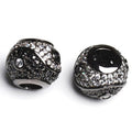 Limited Edition - Gunmetal Yin and Yang Large Hole Beads with Cubic Zirconia Crystals Jewelry Supplies and Beads and Craft supplies