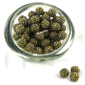 Excellent Quality - (5) 14mm Black and Gold Metal Alloy Pave Rhinestone Beads - Beads Jewelry Supplies Crafting Supplies Jewelry Making